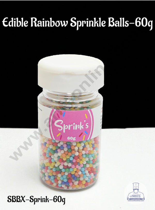 Edible Rainbow Sprinkle Balls for Cake Decoration & Toppings - Metallic Pearls-60g (1Pc) - CAKE DECOR™