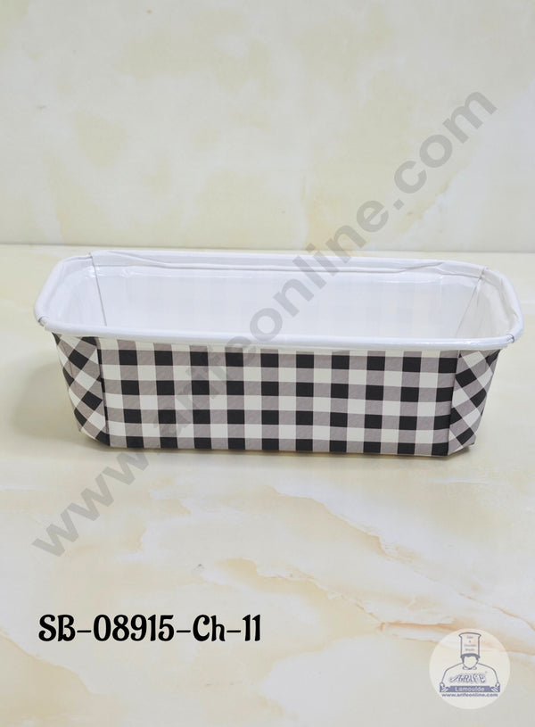 CAKE DECOR™ Bake & Serve Paper Baking Mould - Christmas Theme  Plum Cake Mould -  B/W checks  (10 Pcs Pack)(Design-11)