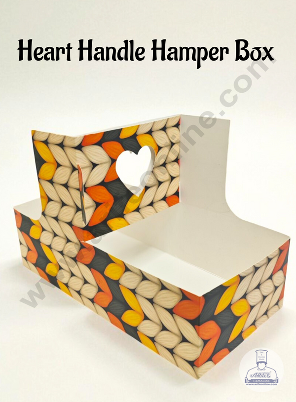 Heart Handle Hamper Box with Stylish Printed Design | Gift Box | Gift Box With Heart Handle (1 Pcs Pack) CAKE DECOR™