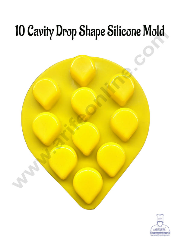 CAKE DECOR™ 10 Cavity Drop Shape Silicone Chocolate Mold | Candy Mousse jelly Mold