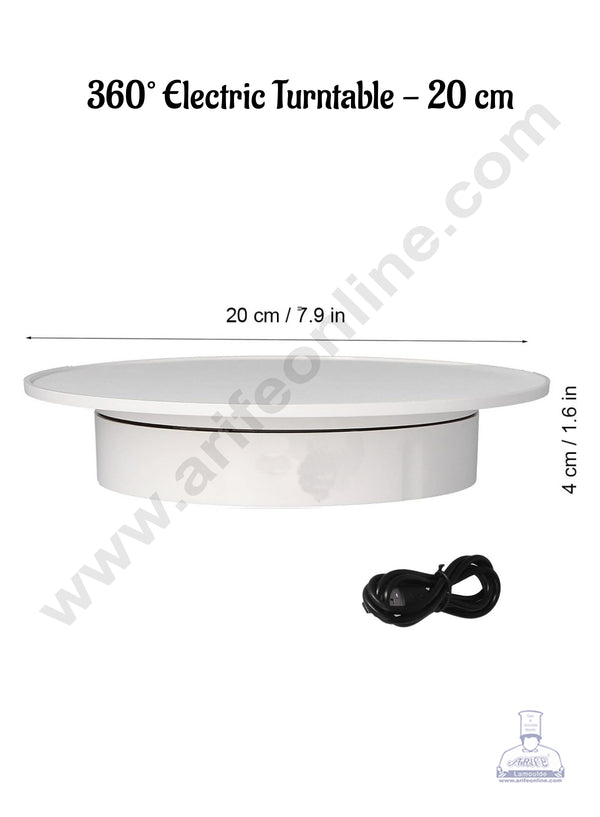 CAKE DECOR™ 20 cm 360° Degree Electric Turntable Rotating Display Stand USB Charging-1pc