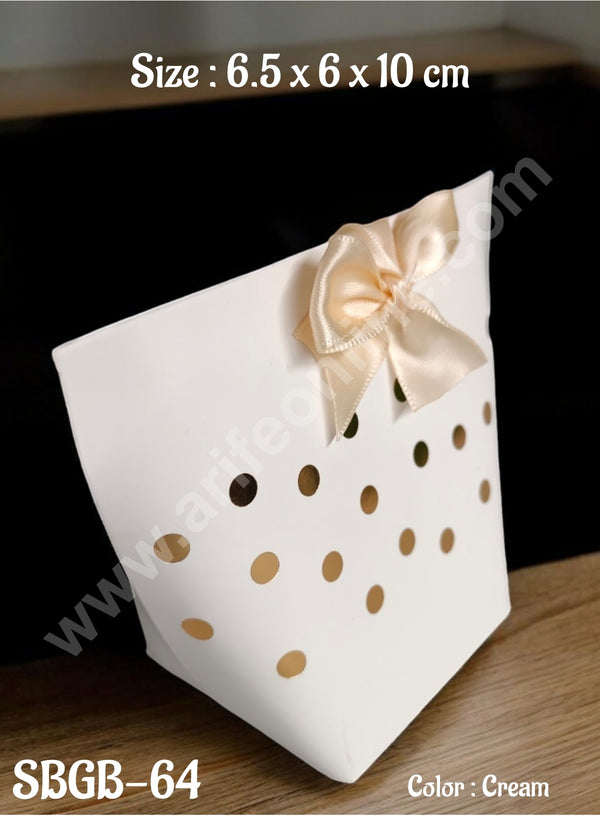 CAKE DECOR™ Goodie Bag For Hampers | Chocolate Box Hamper Box 10 Pcs Pack - Cream Ribbon SBGB-64-Cr