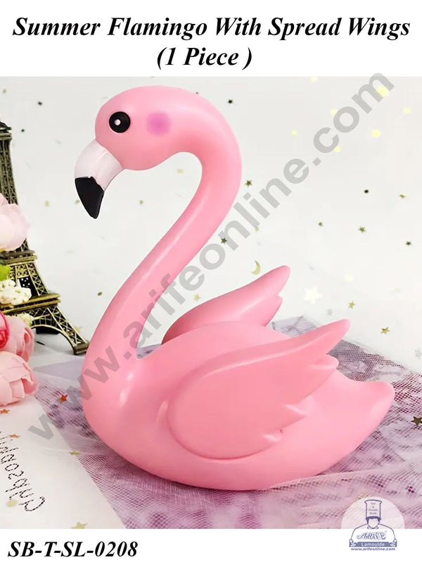 CAKE DECOR™ 1 Piece Summer Flamingo With Spread Wings Plastic Toys for Cake Toppers (SB-T-SL-0208)