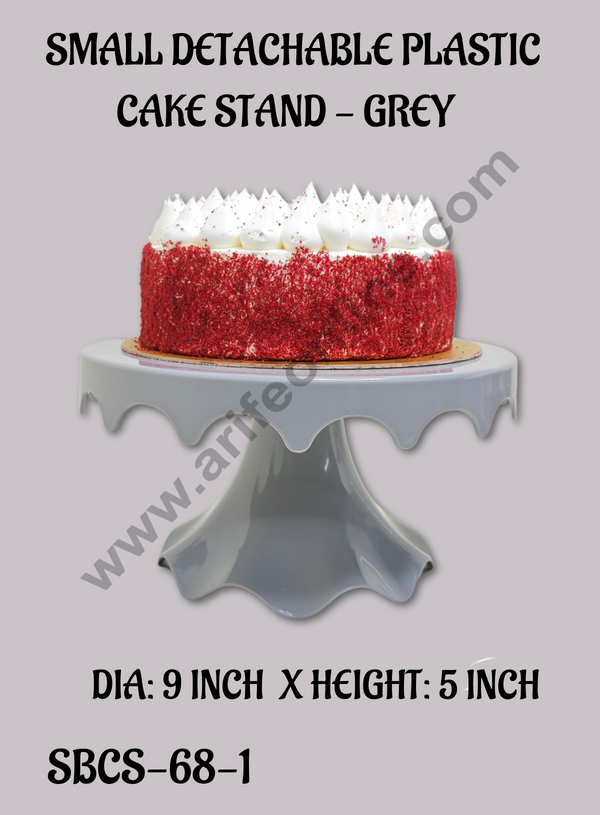 CAKE DECOR™ Small Detachable Plastic Cake Stand | Cupcake Stand Drop Shaped | Display Stand - Grey