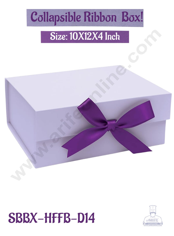CAKE DECOR™ Lavender Color Folding Hard Hamper Box with ribbon | 10X12X4 Inch | Gift Box | Present Box - 1 Pc |  (SBBX-HFFB-D14)