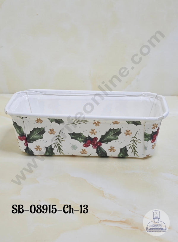 CAKE DECOR™ Bake & Serve Paper Baking Mould - Christmas Theme  Plum Cake Mould - Holy Leaves  (10 Pcs Pack)(Design-13)