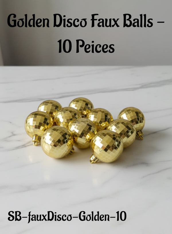 CAKE DECOR™ Plastic Golden Disco Faux Balls Topper For Cake Decoration - (10 pcs Pack)