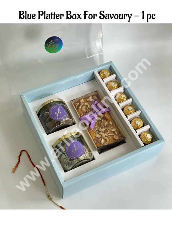 CAKE DECOR™ Platter Box for Dessert / Savoury | Chocolate Box Hamper Box 1 Pcs Pack - Blue