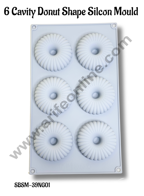 CAKE DECOR™ 6 cavity Donut Shape With Frill Design Silicone Mould 7 X 2cm | Muffin Mould