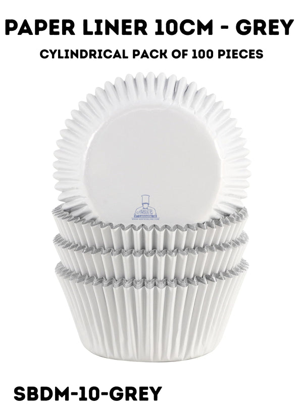 CAKE DECOR™  Grey Paper Liner For Cupcake and Muffins - Cylinder Pack 100 Pcs - 2 Inch Diameter X 1 Inch Height