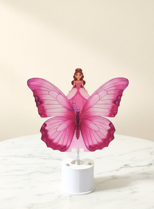 CAKE DECOR™ Rotating Butterfly Toy Cake Topper - Pink | 1 Piece | Butterfly Theme Cake | Cake Decoration|