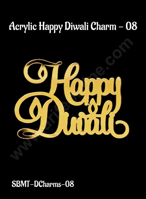 Cake Decor™ Acrylic Happy Diwali Charms For Hampers Cake and Cupcakes Toppers - 1 Piece (SBMT-DCharms-08)