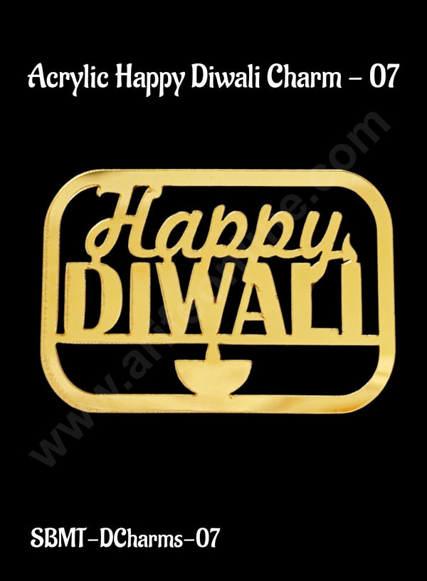 Cake Decor™ Acrylic Happy Diwali Charms For Hampers Cake and Cupcakes Toppers - 1 Piece (SBMT-DCharms-07)