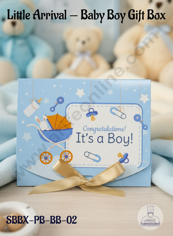 Little Arrival — Baby Boy Gift Box │ baby Shower gift box │Pastle baby blue │17.5 cm × 14 cm × 5 cm │ SBBX-PB-BB-02 │ CAKE DECOR™
