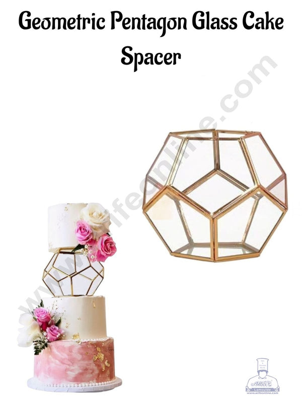 Geometric Pentagon Glass Cake Spacer 7.5 inch X 6 inch Clear Cake Display Spacer - CAKE DECOR™