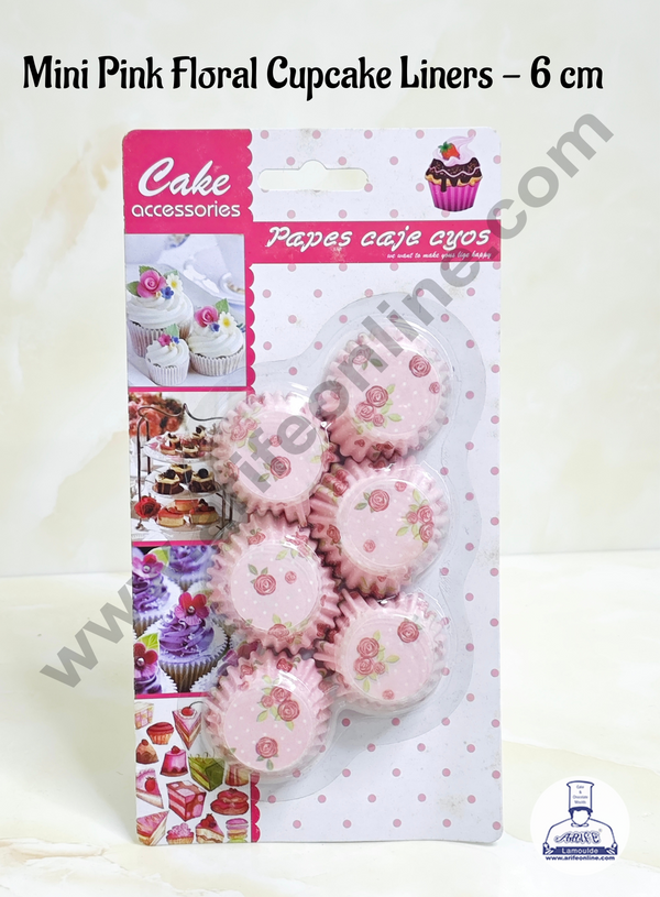 Cake Decor Mini Pink Floral Cupcake Liner - 6 cm Baking Cups Cupcake Mold Paper Muffin 100 pcs Pack