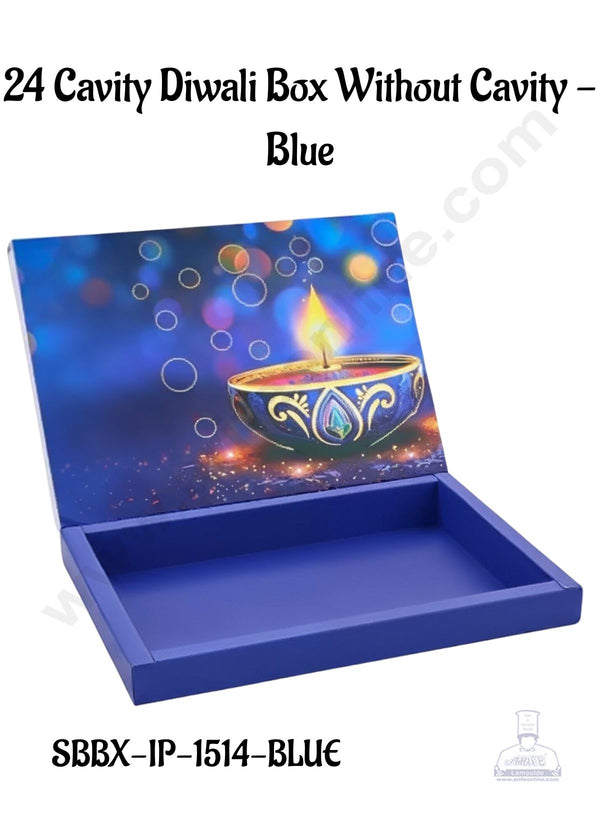 24 Cavity Diwali Sliding Hamper Box Without Cavity - Blue (1 Piece Pack) - CAKE DECOR™