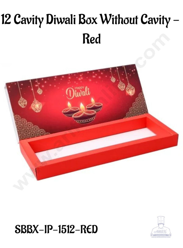 12 Cavity Diwali Sliding Hamper Box Without Cavity - Red (1 Piece Pack) - CAKE DECOR™