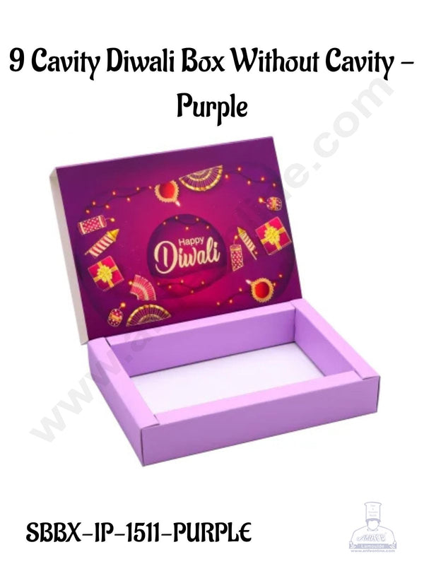 9 Cavity Diwali Sliding Hamper Box Without Cavity - Purple (1 Piece Pack) - CAKE DECOR™