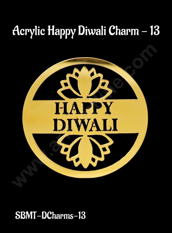 Cake Decor™ Acrylic Happy Diwali Charms For Hampers Cake and Cupcakes Toppers - 1 Piece (SBMT-DCharms-13)