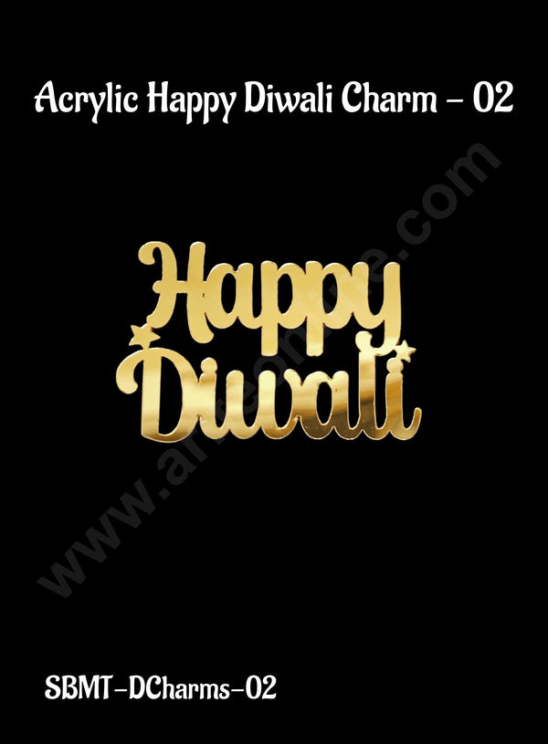 Cake Decor™ Acrylic Happy Diwali Charms For Hampers Cake and Cupcakes Toppers - 1 Piece (SBMT-DCharms-02)