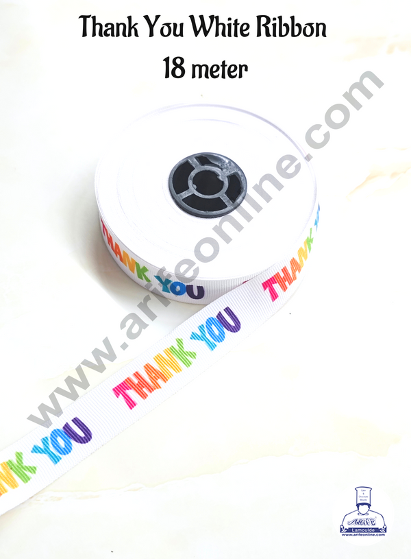 CAKE DECOR™ 1 Roll Thank You White Ribbon | Gift Wrapping | Decoration (SBR-PR-029)