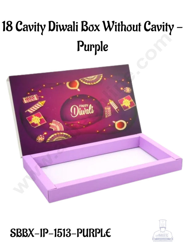 18 Cavity Diwali Sliding Hamper Box Without Cavity - Purple (1 Piece Pack) - CAKE DECOR™