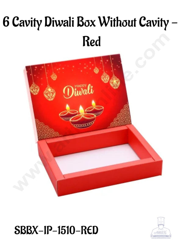 6 Cavity Diwali Sliding Hamper Box Without Cavity - Red (1 Piece Pack) - CAKE DECOR™