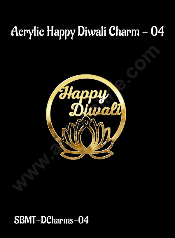 Cake Decor™ Acrylic Happy Diwali Charms For Hampers Cake and Cupcakes Toppers - 1 Piece (SBMT-DCharms-04)
