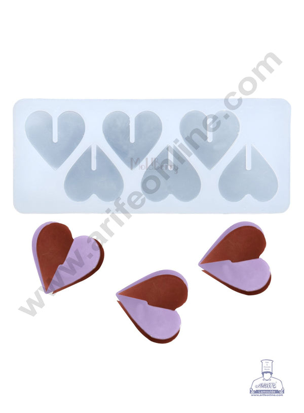 Silicon 6 in 1 Heart Shape Chocolate Garnishing Mould Cake Insert Decoration Mould-  Cake Decor