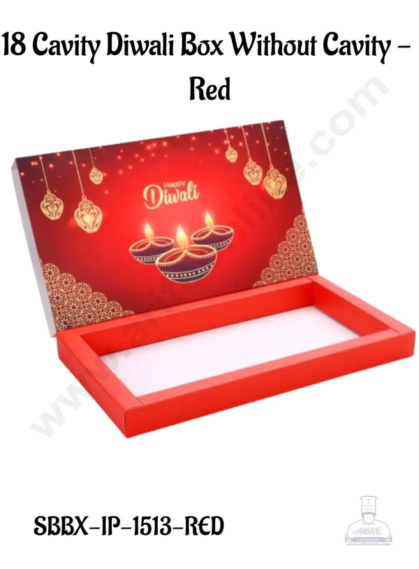 18 Cavity Diwali Sliding Hamper Box Without Cavity - Red (1 Piece Pack) - CAKE DECOR™