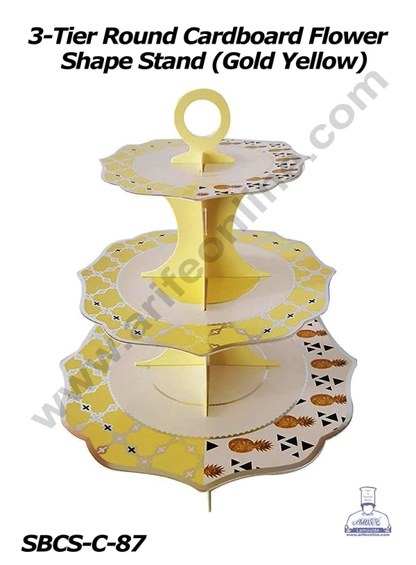 Cake Decor™ 3-Tier Round Cardboard Flower Shape Cupcake Stand-Heavy