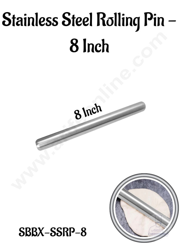 CAKE DECOR™  Adjustable Stainless Steel Rolling Pin | 8 Inch | SBBX-SSRP-8 | 1 Piece