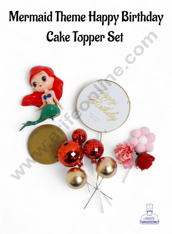 Mermaid Theme Happy Birthday Cake Topper Set - CAKE DECOR™