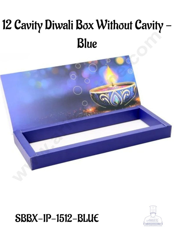 12 Cavity Diwali Sliding Hamper Box Without Cavity - Blue (1 Piece Pack) - CAKE DECOR™