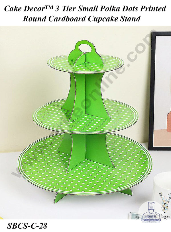 Cake Decor™ 3 Tier Small Polka Dots Printed Round Cardboard Cupcake Stand
