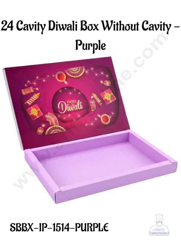 24 Cavity Diwali Sliding Hamper Box Without Cavity - Purple (1 Piece Pack) - CAKE DECOR™