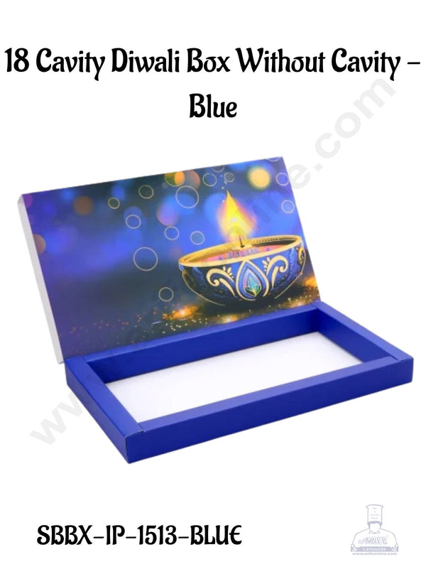 18 Cavity Diwali Sliding Hamper Box Without Cavity - Blue (1 Piece Pack) - CAKE DECOR™