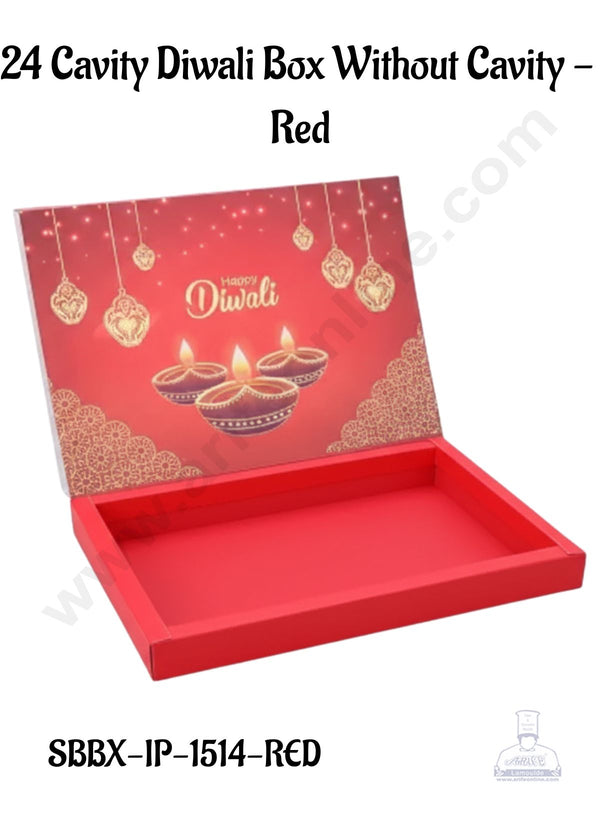 24 Cavity Diwali Sliding Hamper Box Without Cavity - Red (1 Piece Pack) - CAKE DECOR™