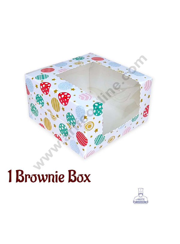 CAKE DECOR™ Christmas Theme 1 Cavity Brownie Boxes with Clear Window , Brownie Carriers – Christmas Theme 7 ( 10 Pcs Pack )