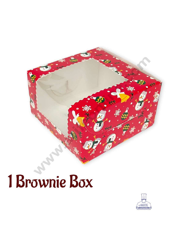 CAKE DECOR™ Christmas Theme 1 Cavity Brownie Boxes with Clear Window , Brownie Carriers – Christmas Theme 8 ( 10 Pcs Pack )-N