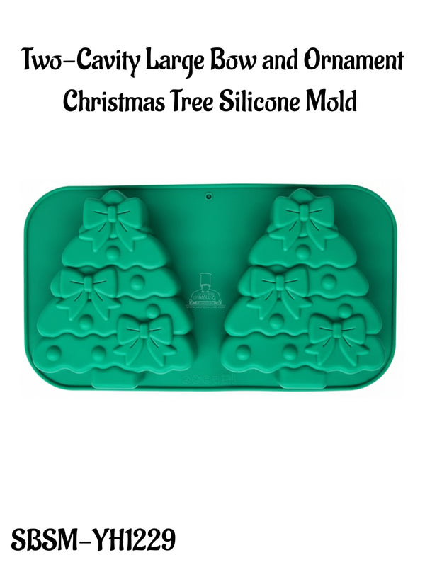 CAKE DECOR™ Two-Cavity Large Bow and Ornament Christmas Tree Silicone Mold - SBSM-YH1229