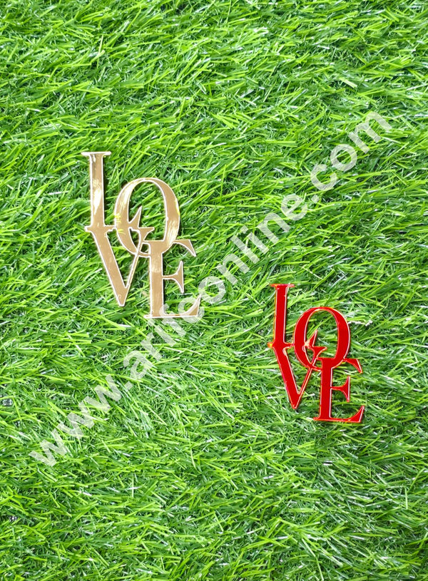 CAKE DECOR™ Red & Gold Acrylic Love Design Cutout Cake Topper - 2 pc Pack