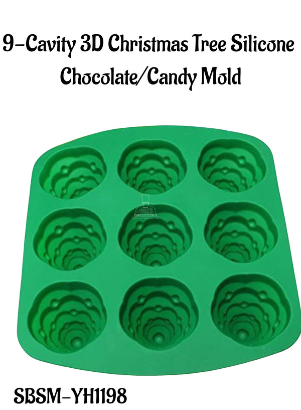 CAKE DECOR™ 9-Cavity 3D Christmas Tree Silicone  Chocolate/Candy Mold - SBSM-YH1198