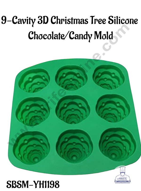 CAKE DECOR™ 9-Cavity 3D Christmas Tree Silicone  Chocolate/Candy Mold - SBSM-YH1198