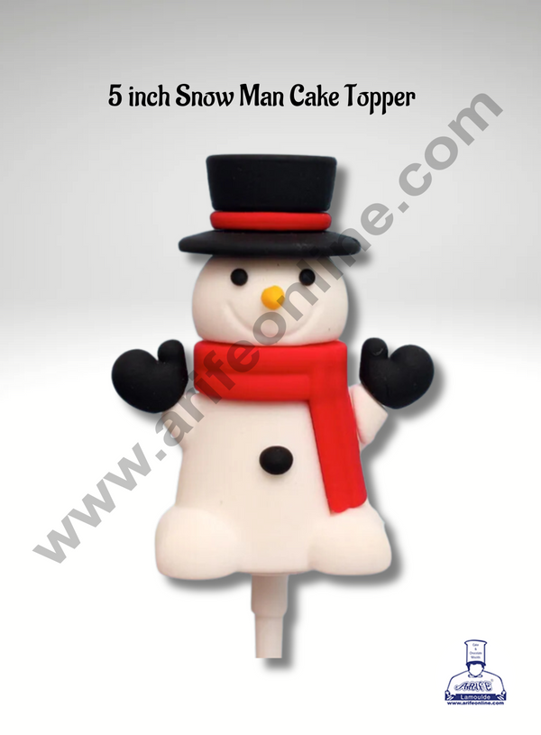 CAKE DECOR™ 5 inch Snow Man Cake Topper Rubber Cake Topper - 1 Piece