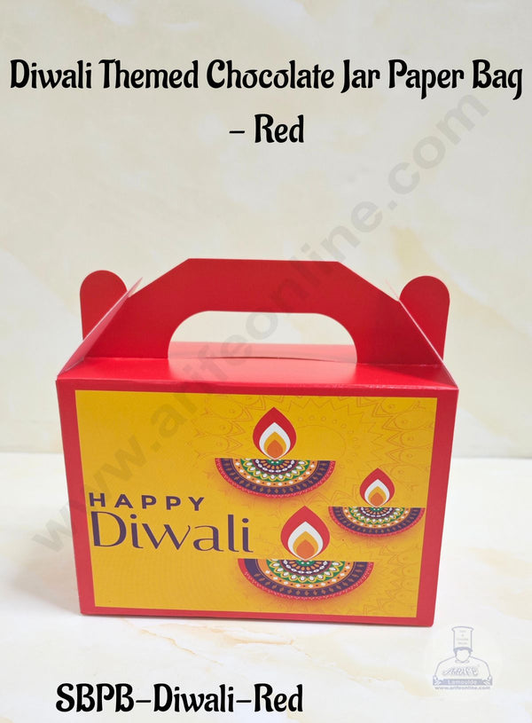 CAKE DECOR™ Diwali Themed Jar Paper Bag - Red | 10 Pcs | SBPB-Diwali-Red|