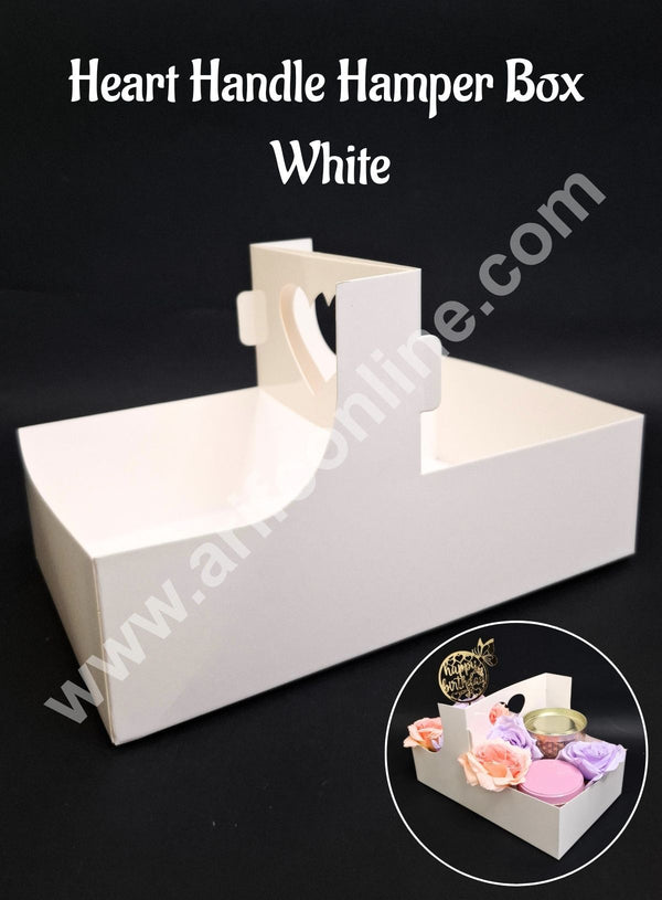 Heart Handle Hamper Box  (White)  | Gift Box | Gift Box With Heart Handle (1 Pcs Pack) CAKE DECOR™