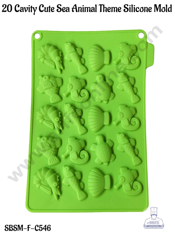 CAKE DECOR™ 20 Cavity Cute Sea Animal Silicone Chocolate Mould | Muffin Mould (SBSM-F-C546)