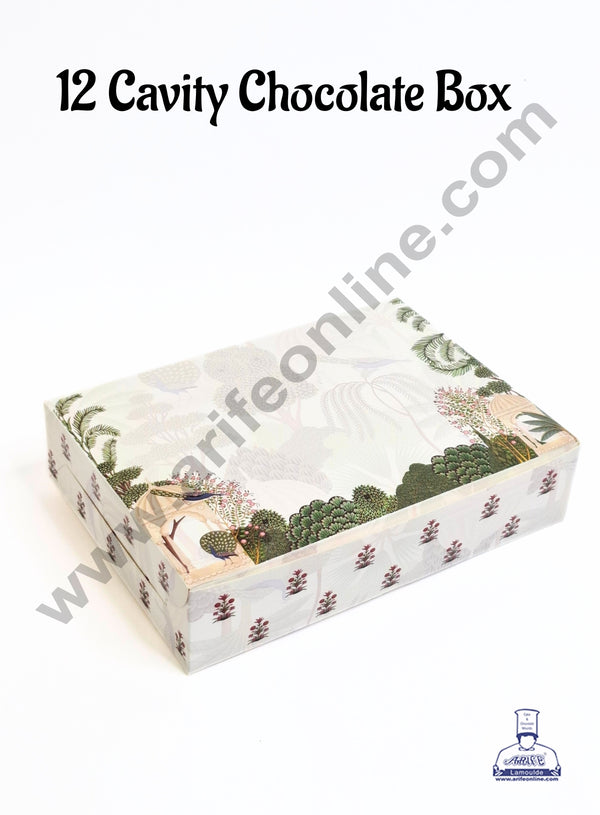 12 Cavity Traditional Design Green Chocolate Box (1 Piece) - CAKE DECOR™